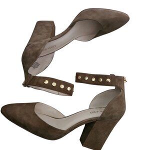 Nine West Sharmain Suede Leather Studded Ankle Strap Heels Women 8.5 M
